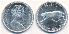 25 cents (Centenario de la Confederación Canadiense)