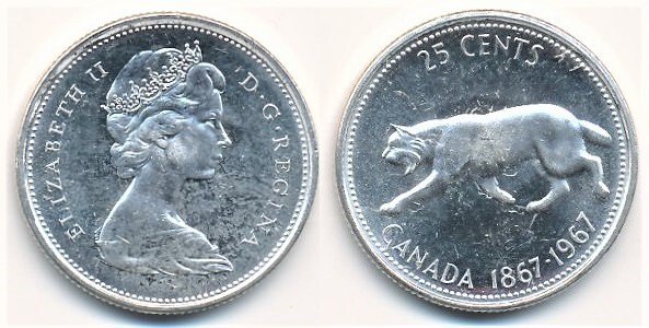 25 cents (Centennial of the Canadian Confederation)