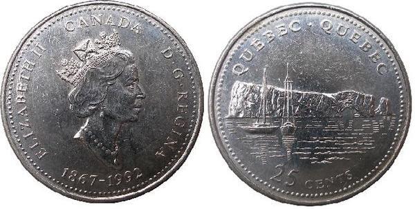 25 cents (125th Anniversary of Canadian Confederation - Quebec)