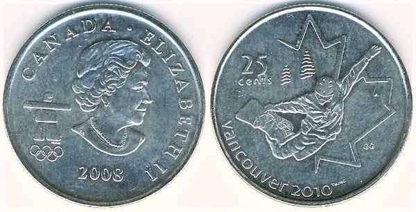 25 cents (Olympic Games -Snowboarding)