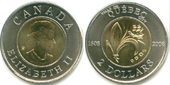 2 dollars (400 Aniversario de la Fundación de la Ciudad de Québec)