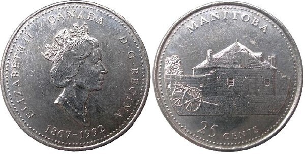 25 cents (125th Anniversary of Canadian Confederation - Manitoba)