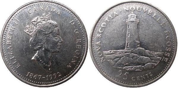 25 cents (125th Anniversary of Canadian Confederation - Nova Scotia)