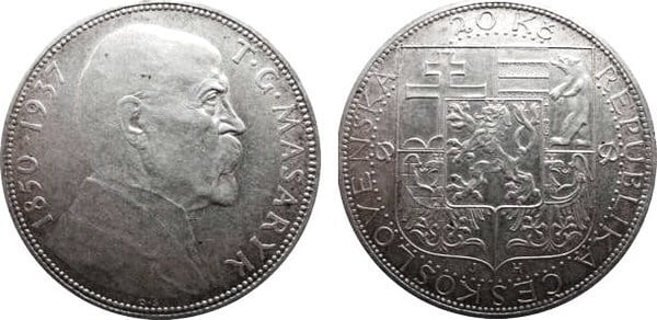 20 korun (Death of President Tomás G. Masaryk)