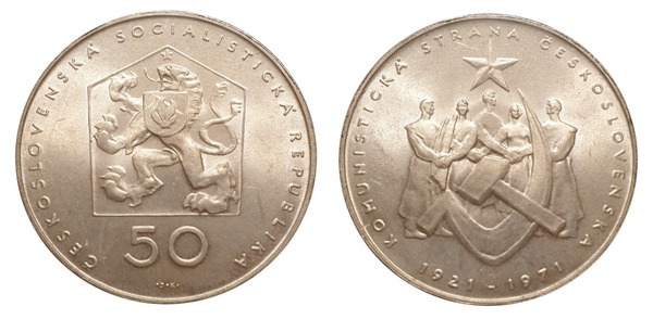 50 korun (50th Anniversary of the Czechoslovak Communist Party)