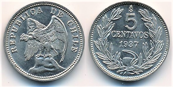 Coin 5 centavos 1920 1938 of Chile Updated Value Foronum