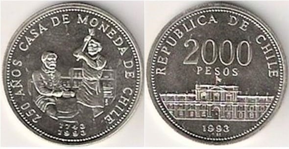 2.000 pesos (250 Years of the Chilean Mint)