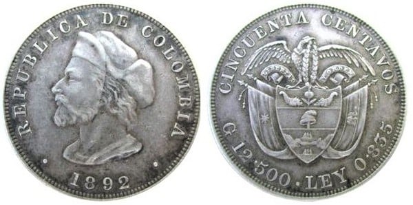 50 centavos (400th Anniversary of the Discovery of America)