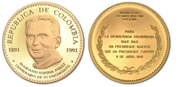 100.000 pesos (Centennial of the Birth of Mariano Ospina Pérez)