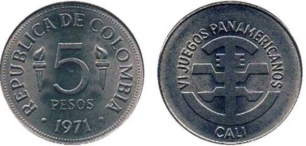 5 pesos (VI Pan American Games-Cali)