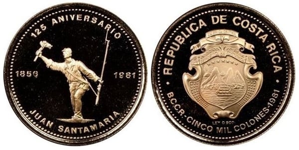 5.000 colones (125th Anniversary of Juan Santamaria)