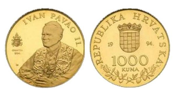 1.000 kuna (Visit of John Paul II)