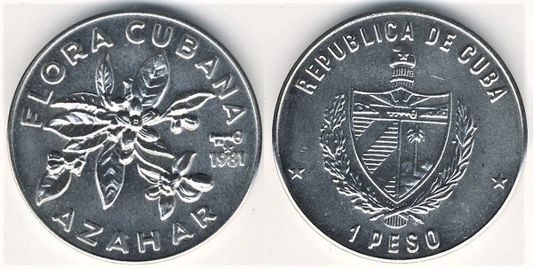 1 peso (Cuban Flora - Orange Blossom)