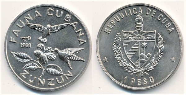 1 peso (Cuban Fauna - Zunzún)