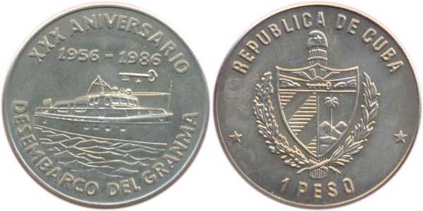 1 peso (30th Anniversary of the Granma's Disembarkation)