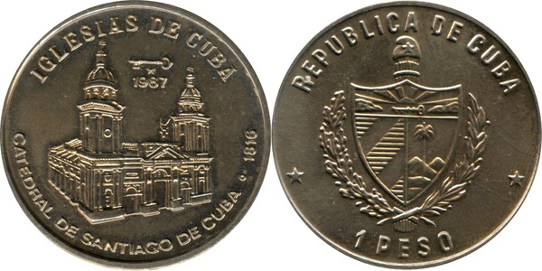 1 peso (Cuban Churches - Cathedral of Santiago de Cuba)