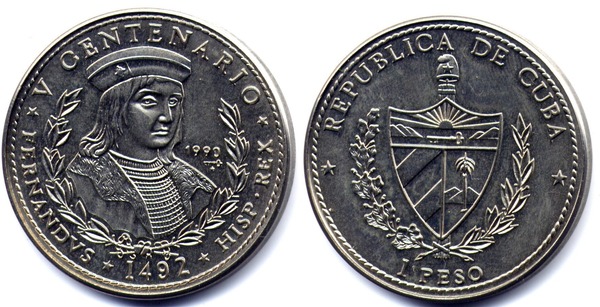 1 peso (V Cent. Discovery of America - Fernando)