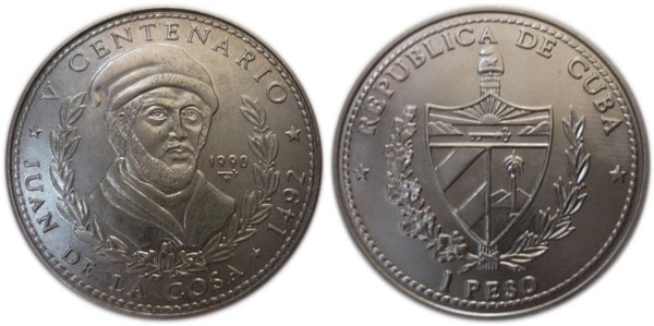 1 peso (V Cent. Discovery of America - Juan de la Cosa)