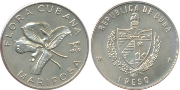 1 peso (Cuban Flora - Butterfly)