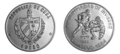 1 peso  (Winter Olympic Games -Hockey)