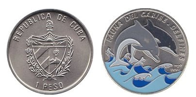 1 peso (Caribbean fauna. Dolphins)