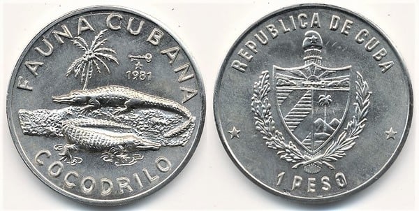 1 peso (Cuban Fauna - Crocodile)