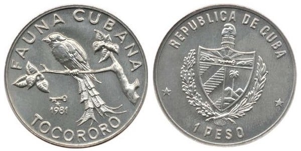 1 peso (Cuban Fauna-Tocororo)