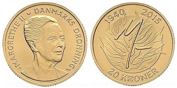 20 kroner (75th Anniversary of Queen Margrethe II)