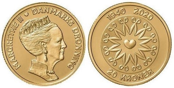 20 kroner (80th Anniversary of the Birth of Queen Margrethe II)