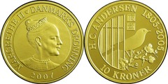 10 kroner (200 Aniversario del nacimiento de Hans Christian Andersen 1805-2005)