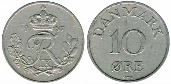 Coin 10 ore 1956 1960 of Denmark Updated Value Foronum