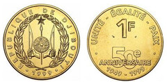 1 franc (50º aniversario Yibuti francés)