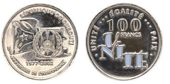 100 francs (25 aniversario de la Independencia )