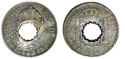 11 bits (Central hole crenated in Mexico 8 Reales)