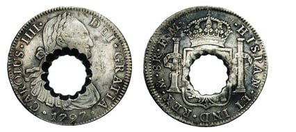 11 bits (Central hole crenated in Mexico 8 Reales)