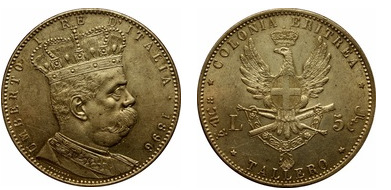 5 lire / 1 tallero / 1 rial (Italian Eritrea)