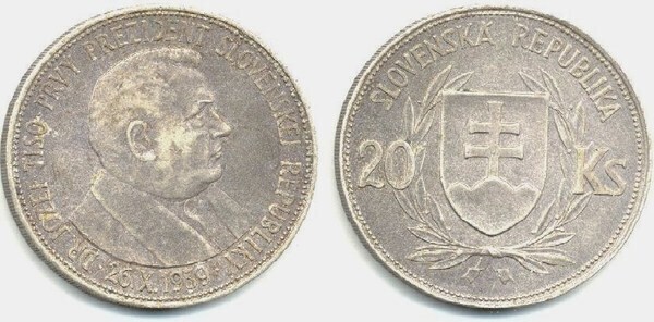 20 korún (Jozef Tiso, First President of the Slovakian State)