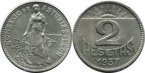 2 pesetas (Council of Asturias and Leon)