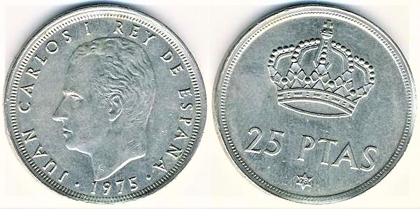 Coin 25 pesetas 1975 of Spain Updated Value Foronum