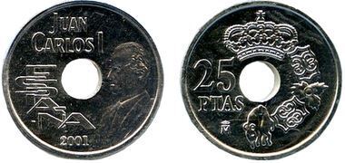 25 Pesetas (132nd Anniversary of the Spanish Peseta)