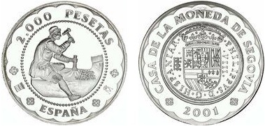 2.000 pesetas ( 500th Anniversary of the Segovia Mint)