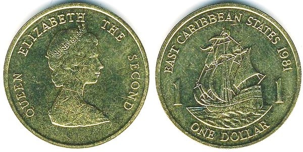 Coin 1 dollar 1981 1986 of Eastern Caribbean States Updated