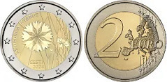 2 euro (La flor nacional estonia, el aciano)