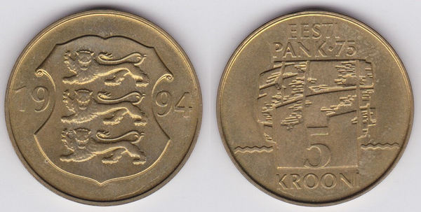 5 krooni (75th Anniversary of Banco Nacional)