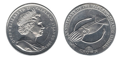 1 crown (20th anniversary of fishing in the Falkland Islands)