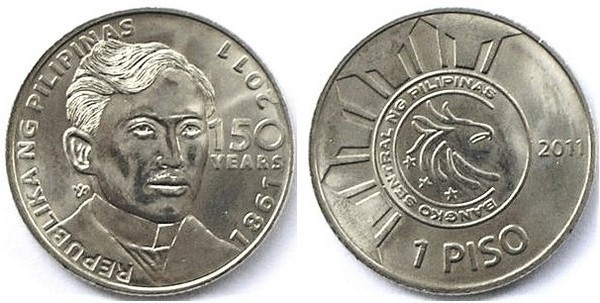 1 piso (150th Anniversary of the Birth of José Rizal)