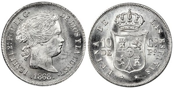 10 centimos de peso (Spanish Colonial Period)