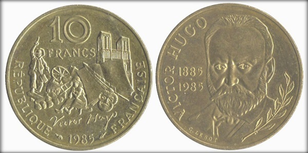 10 francs (100th Anniversary of the Death of Victor Hugo)