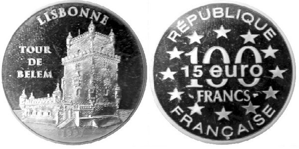 100 francs / 15 euro (Torre de Belén, Lisboa)