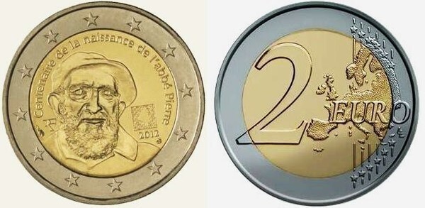 2 euro (100th Anniversary of the Birth of Abbe Pierre)